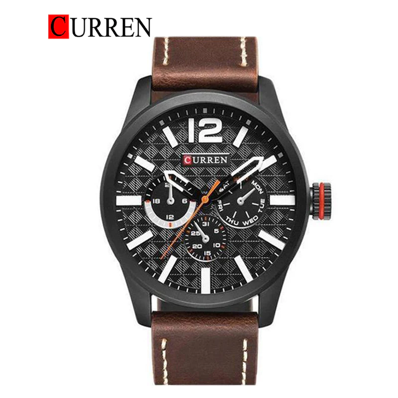 CURREN WATCHES  CURREN Original Brand Leather Straps Wrist Watch For Men With Brand (Box & Bag)-8247